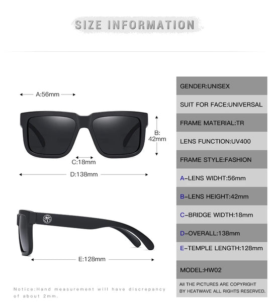 Heatwave - Men's Polarized Square Frame UV400 Sunglasses with Anti-Reflective Lenses