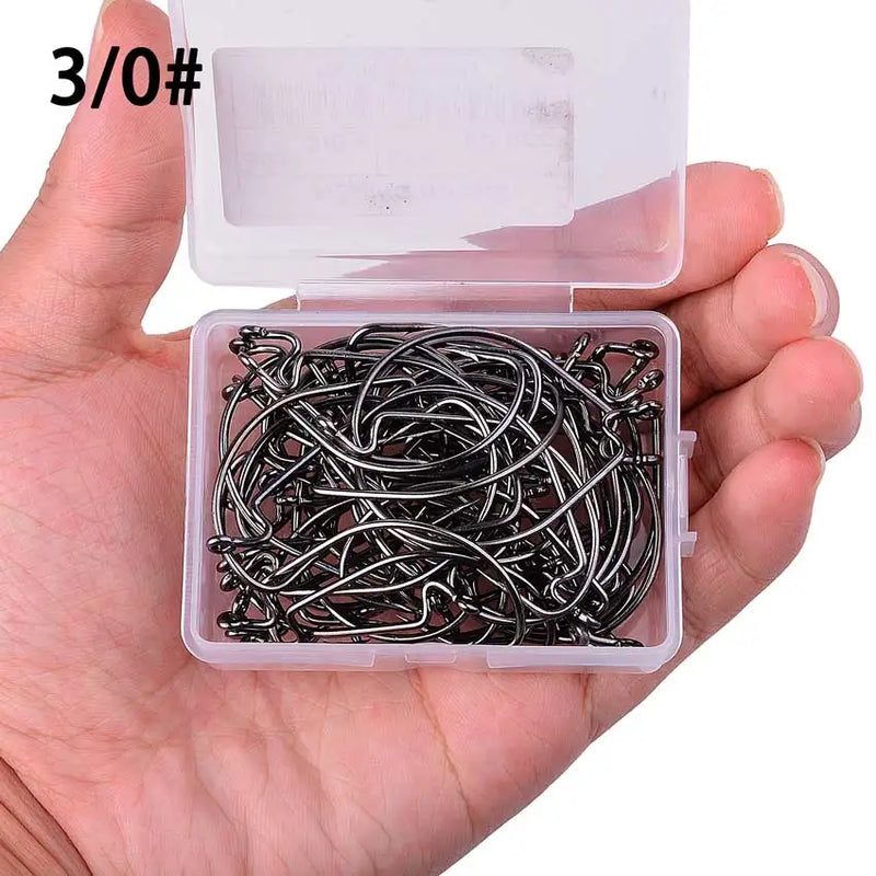 Load image into Gallery viewer, 10pcs High Carbon Steel Fishing Hooks Set - Multi-Size, Black/Red
