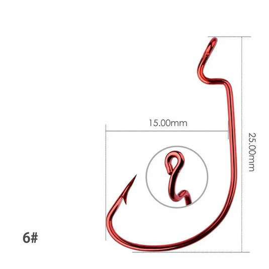 Red color hook side view with dimensions