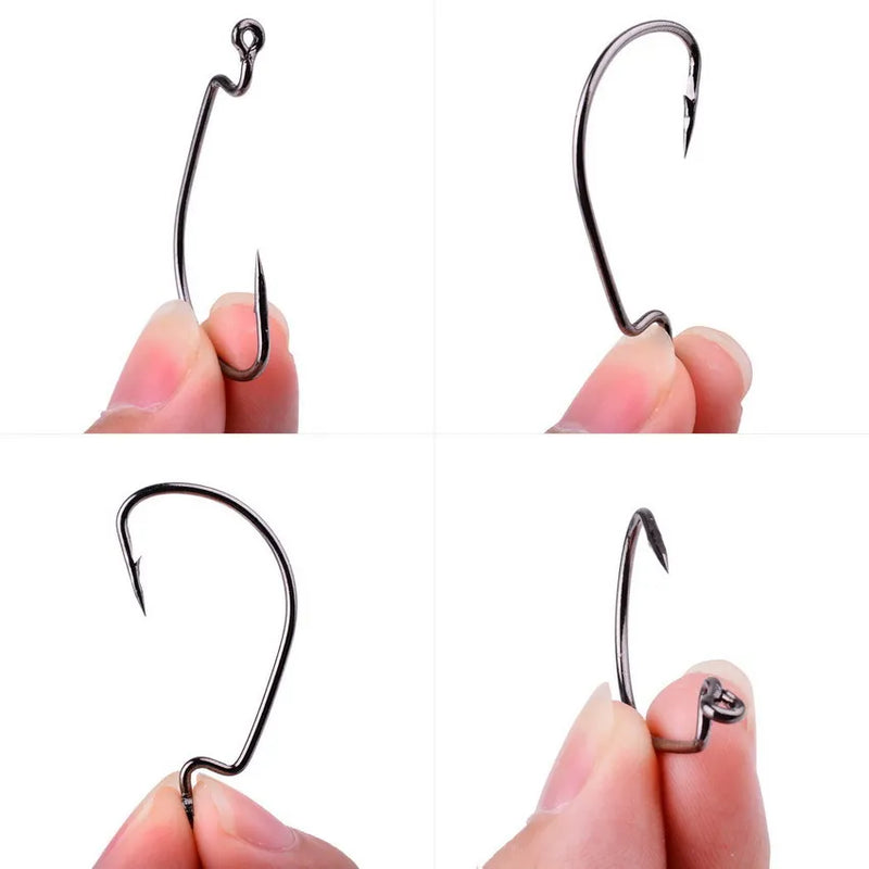 Load image into Gallery viewer, 10pcs High Carbon Steel Fishing Hooks Set - Multi-Size, Black/Red
